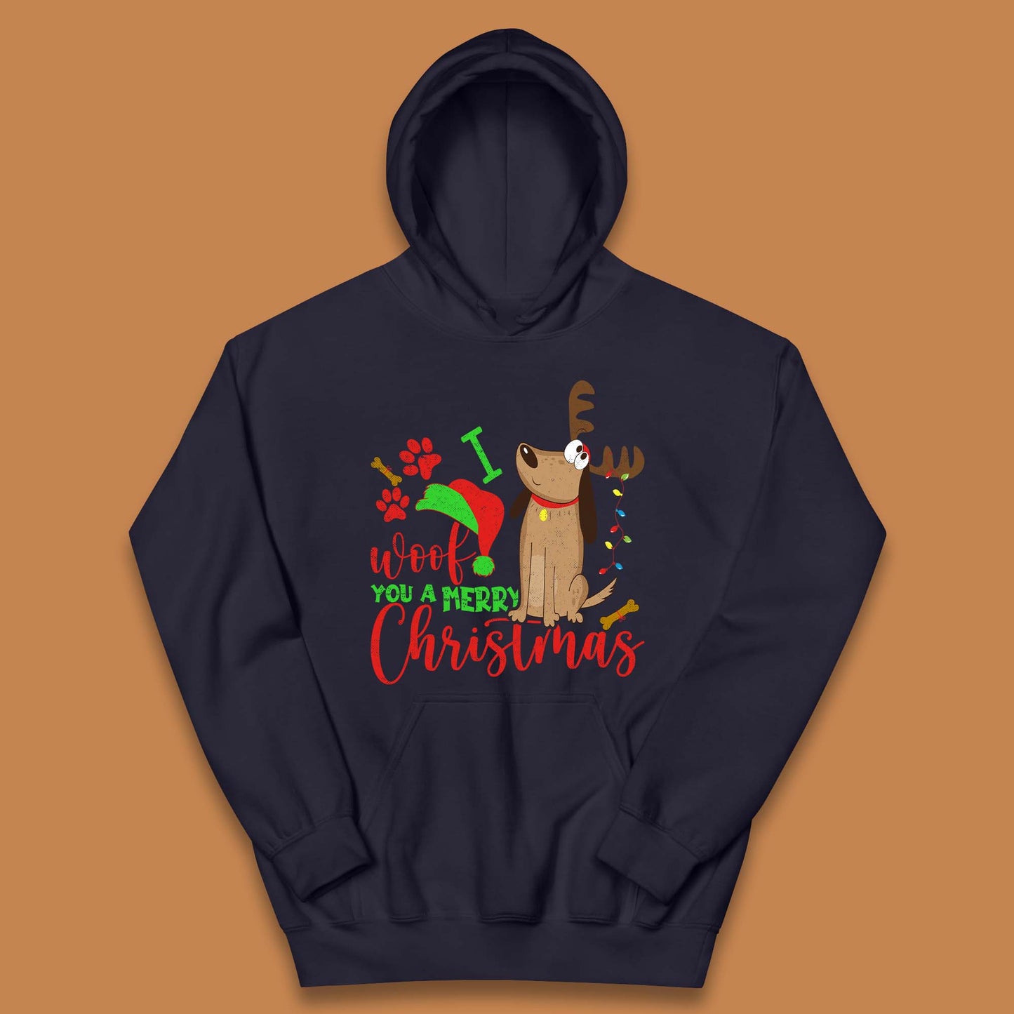 I Woof You A Merry Christmas Kids Hoodie