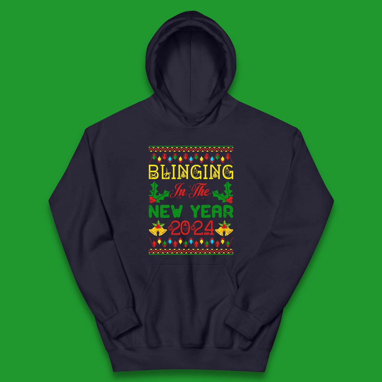 Blinging In The New Year 2024 Christmas Happy New Year Xmas Festive Celebration Kids Hoodie