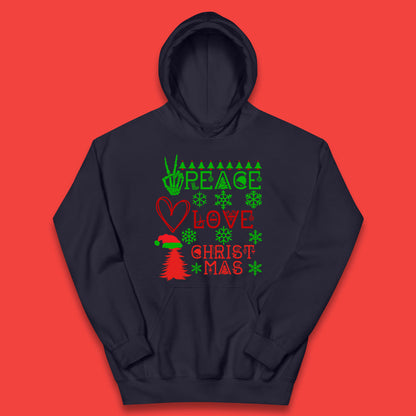 Peace Love Christmas Holiday Festive Gift Kids Hoodie