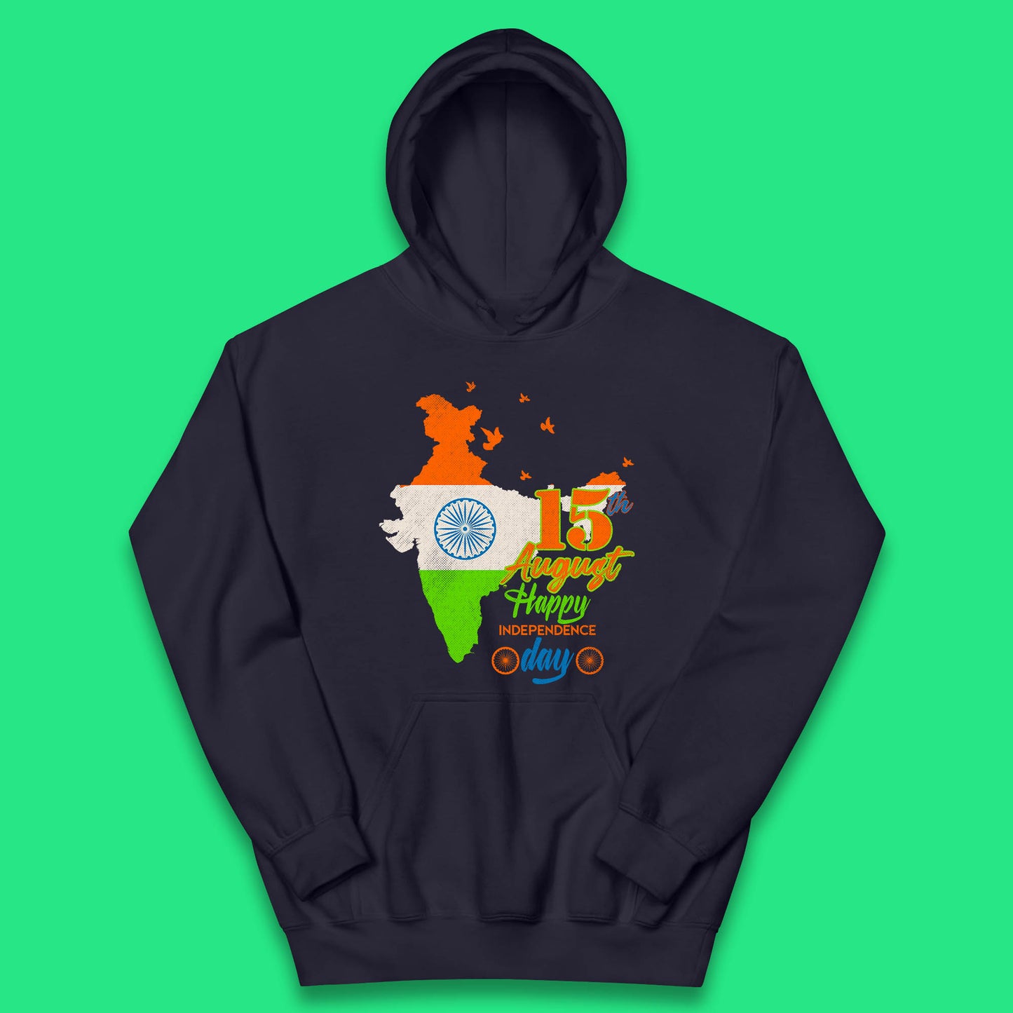 15th August India Happy Independence Day Patriotic Indian Map Flag Kids Hoodie