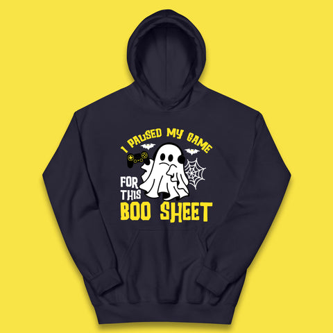 I Paused My Game For This Boo Sheet Ghost With Controller Halloween Gamer Kids Hoodie