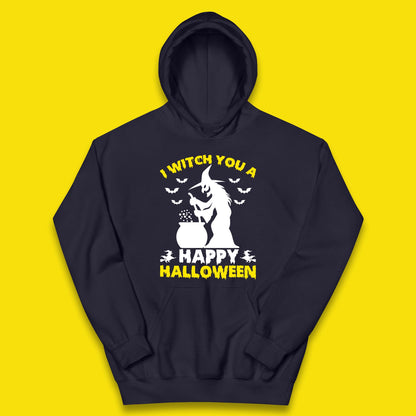 I Witch You A Happy Halloween Cauldron Potion Witch Horror Scary Spooky Season Kids Hoodie