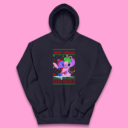 merry kissmas disney stitch and angel hoodie