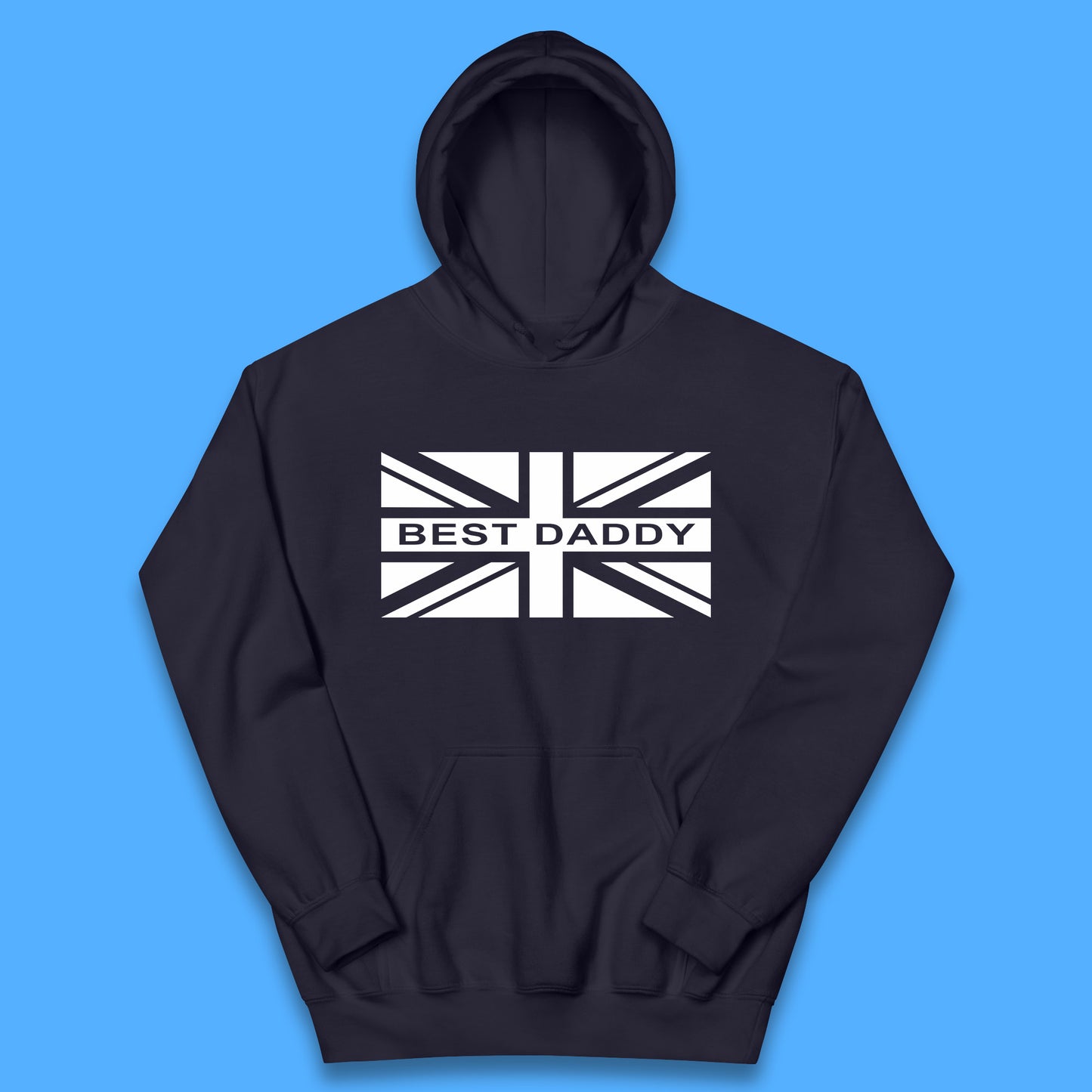 Best Daddy Vintage Union Jack Great Britain United Kingdom England Flag Patriotic Dad Father's Day Kids Hoodie