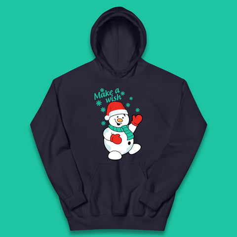 Make A Wish Snowman Christmas Kids Hoodie