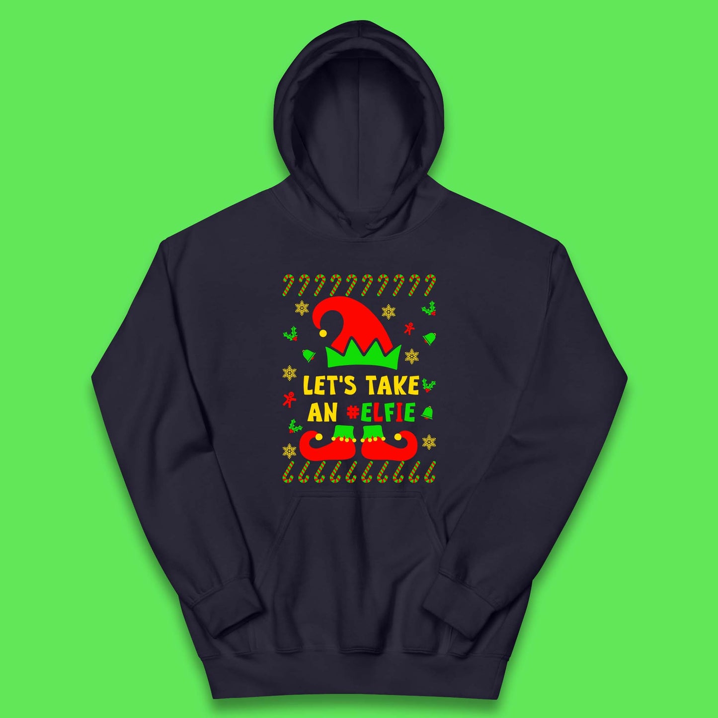 Let's Take An Elfie Christmas Kids Hoodie