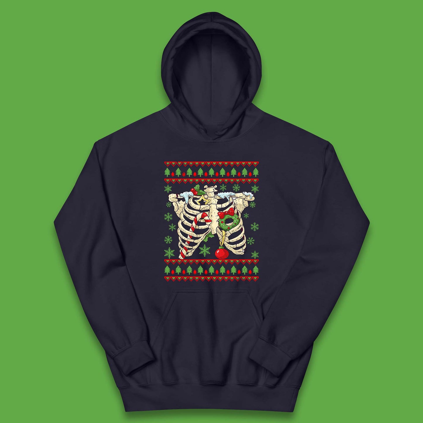 Christmas Ribs Skeleton Kids Hoodie
