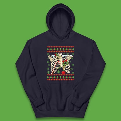 Christmas Ribs Skeleton Kids Hoodie