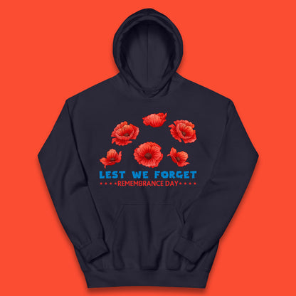 Lest We Forget Remembrance Day Poppy Flowers British Armed Forces Day Kids Hoodie