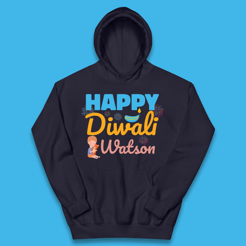 Personalised Happy Diwali Festival Of Lights Your Name Indian Diwali Holiday Celebration Kids Hoodie