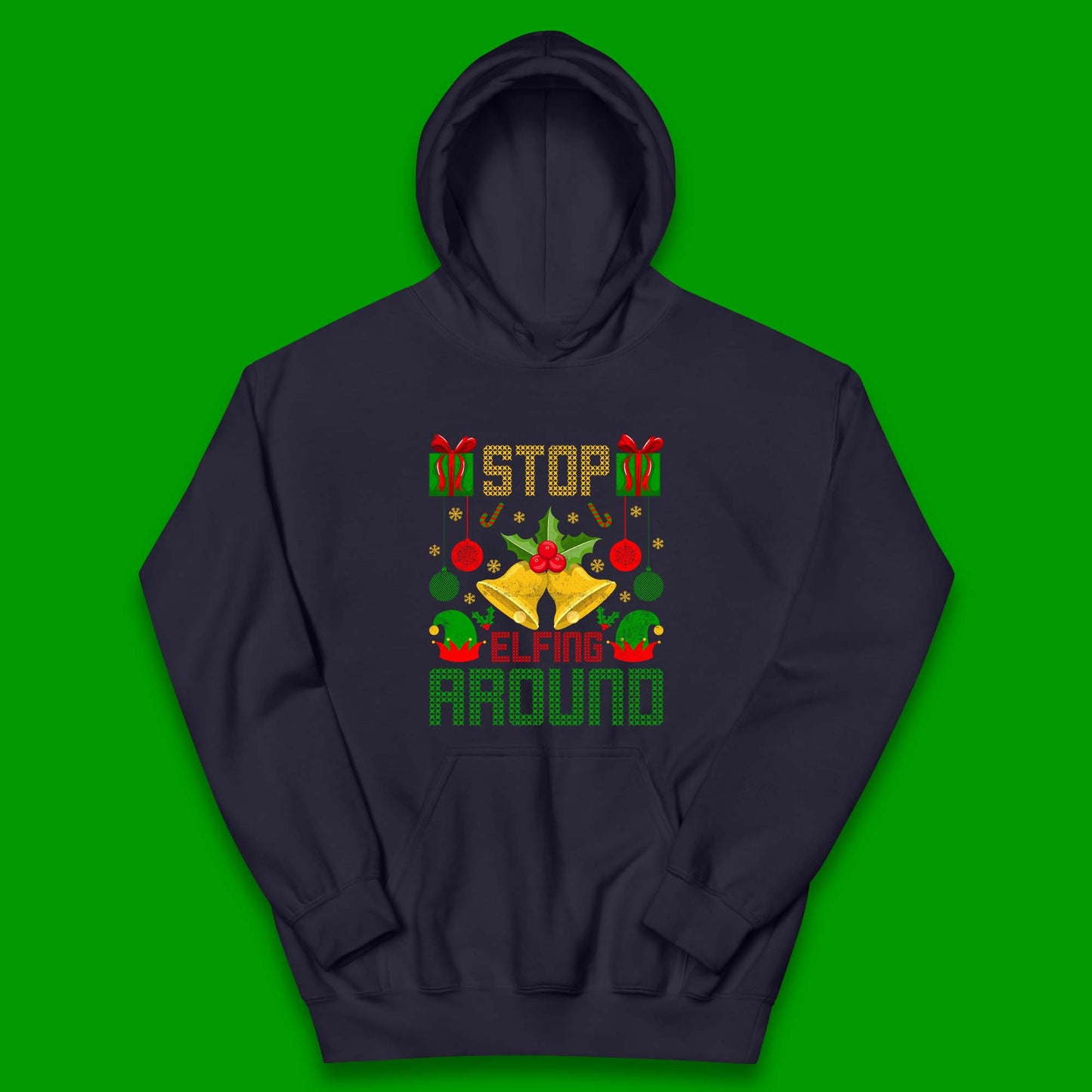 christmas stop elfing around hoodie
