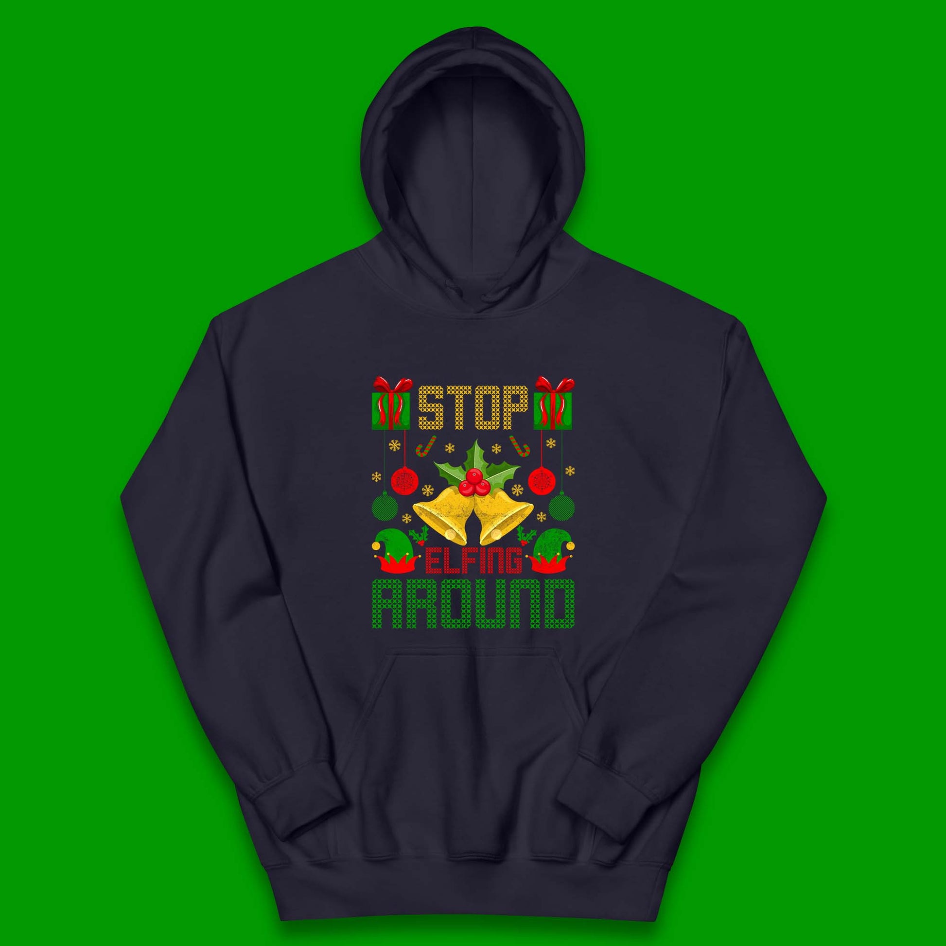 christmas stop elfing around hoodie