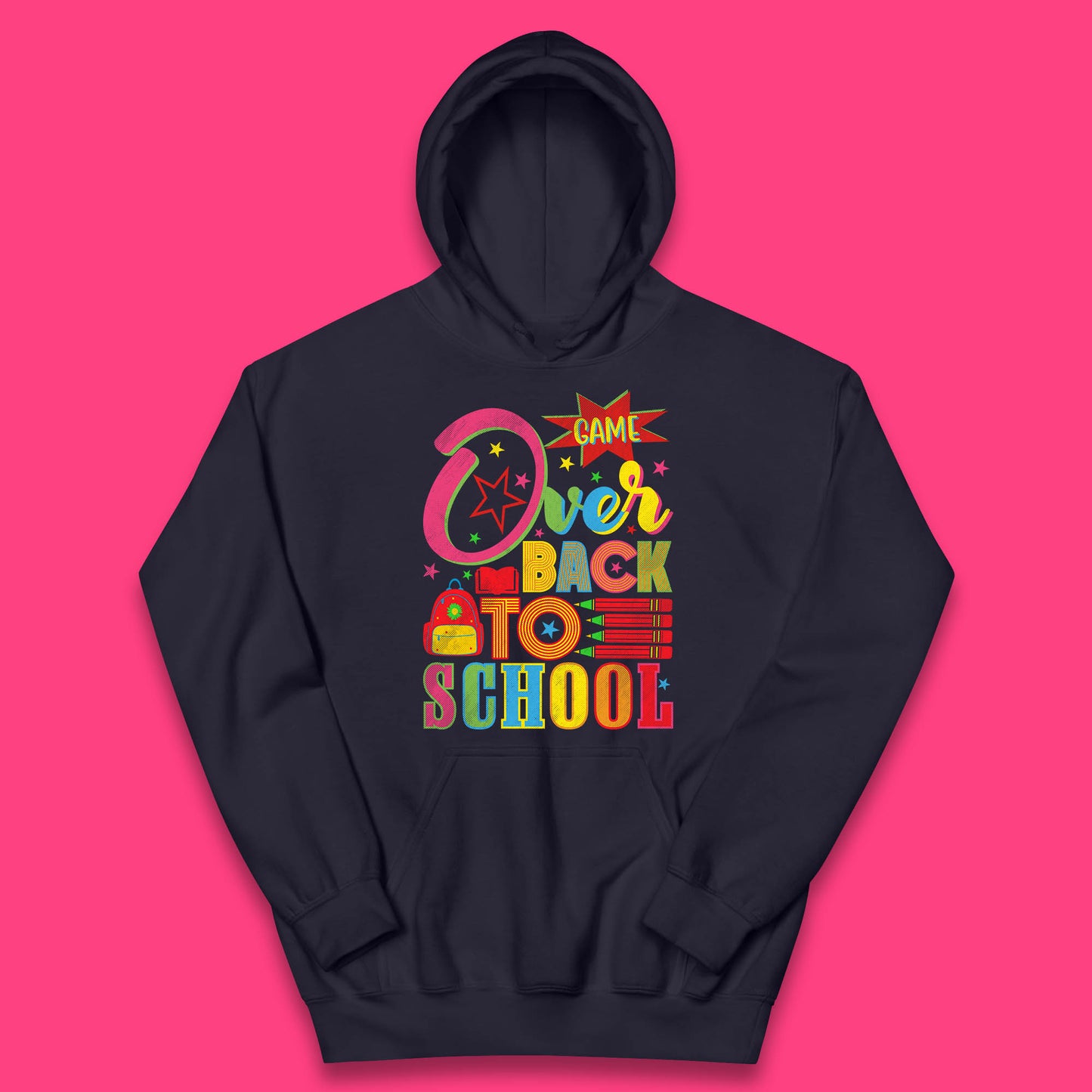Game Over Back To School Gaming Lover Colorful School Costume Welcome Back to Learning Experience Kids Hoodie