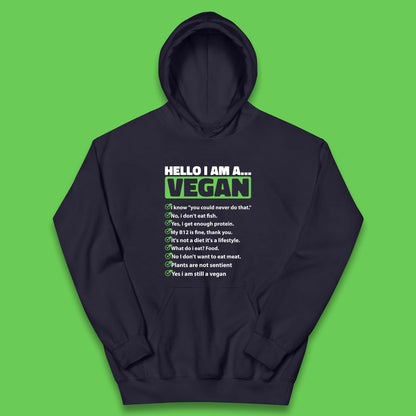 Hello I'm A Vegan Kids Hoodie