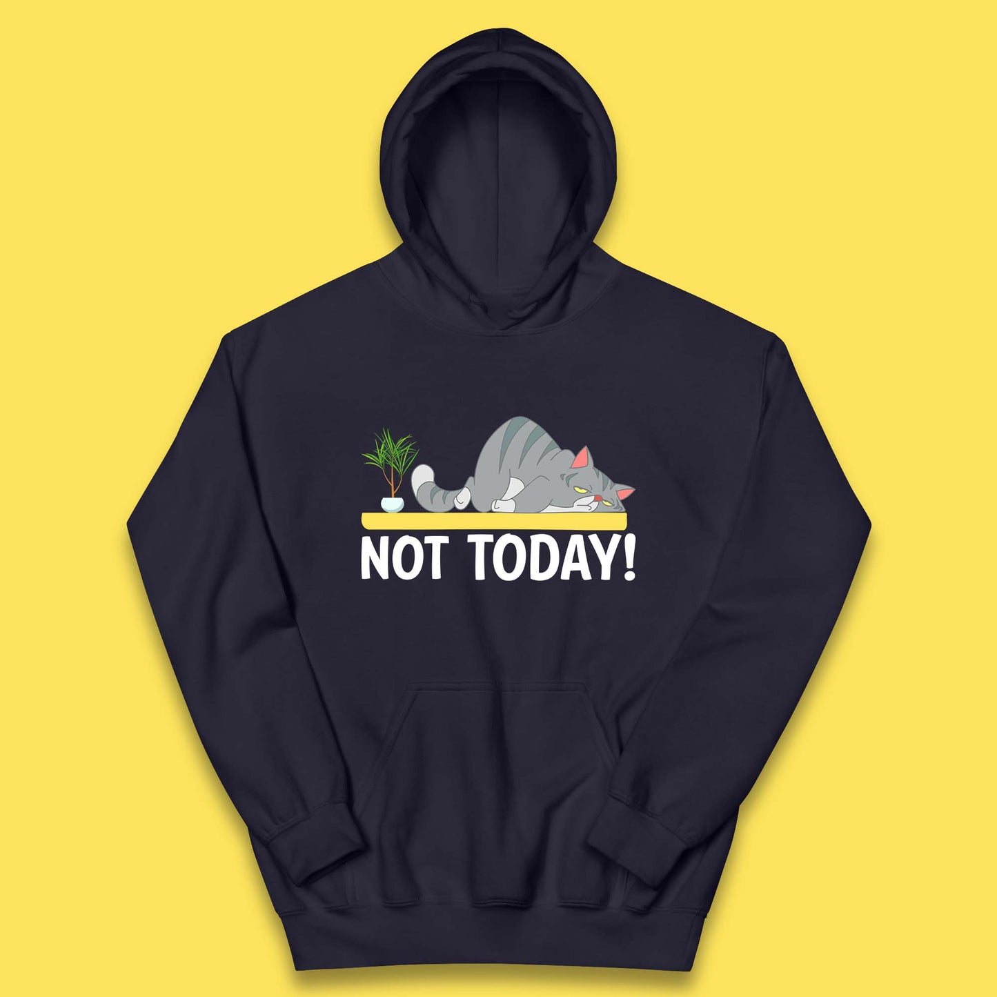 Not Today Cat Funny Kitten Lazy Cats Sleepy Cat Lover Kids Hoodie