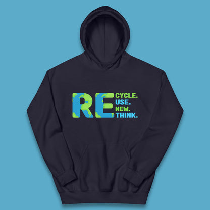 Recycle Reuse Renew Rethink Earth Day Environmental Activism Kids Hoodie