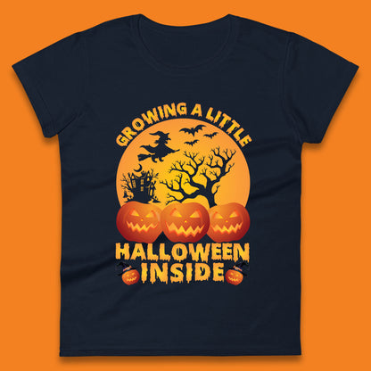 Growing A Little Halloween Inside Pregnancy Announcement Mom To Be Womens Tee Top