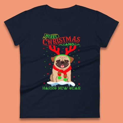 christmas pug dog womens top