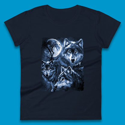 Wolf Family Howling 3 Wolf Moon Wild Free Wolves Three Gray Wolf Dog Animal The Mountain Womens Tee Top
