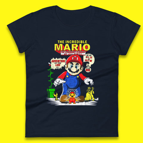 The Incredible Mario The Strongest Plumber Of All Time Super Mario Funny Plumber Mario Bros Gaming Womens Tee Top