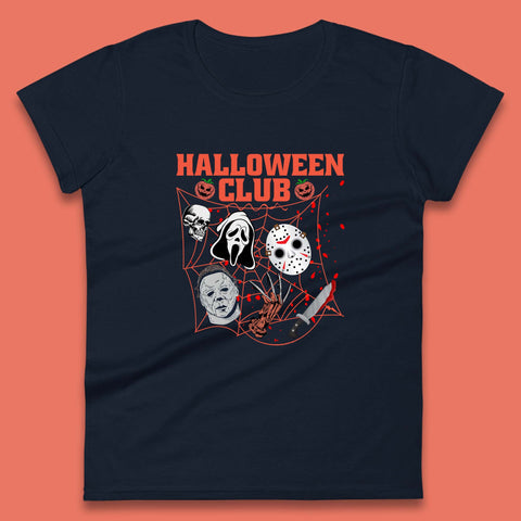 Halloween Club Horror Scary Friends Halloween Horror Movie Characters Womens Tee Top