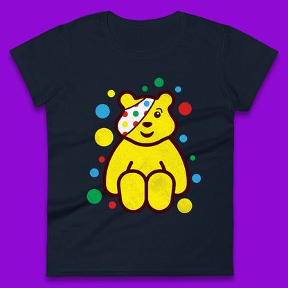 Children In Need Sitting Spotty Pudsey Bear Charity Raising Spotty Day Womens Tee Top