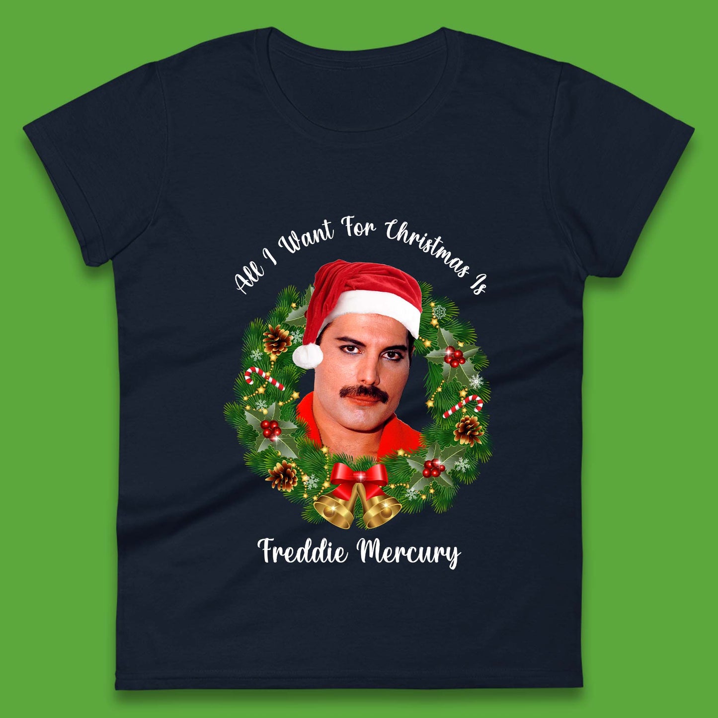 Freddie Mercury Christmas Womens T-Shirt