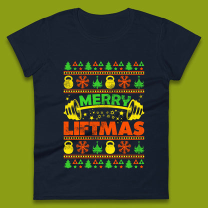 Merry Liftmas Christmas Womens T-Shirt