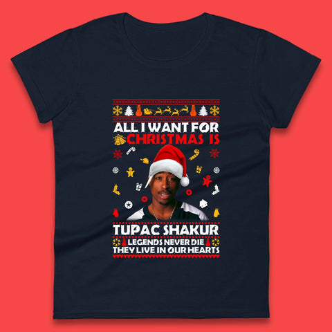 Tupac Shakur Christmas Womens T-Shirt