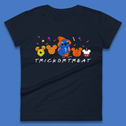 Halloween Disney Stitch Snacks Trick Or Treat Stitch And Mickey Mouse Friends Spoof Disneyland Snacks Womens Tee Top