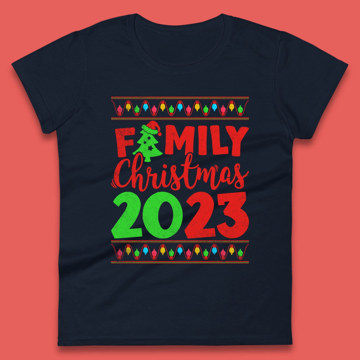 Family Christmas 2023 Merry Christmas Squad Xmas Matching Costume Womens Tee Top