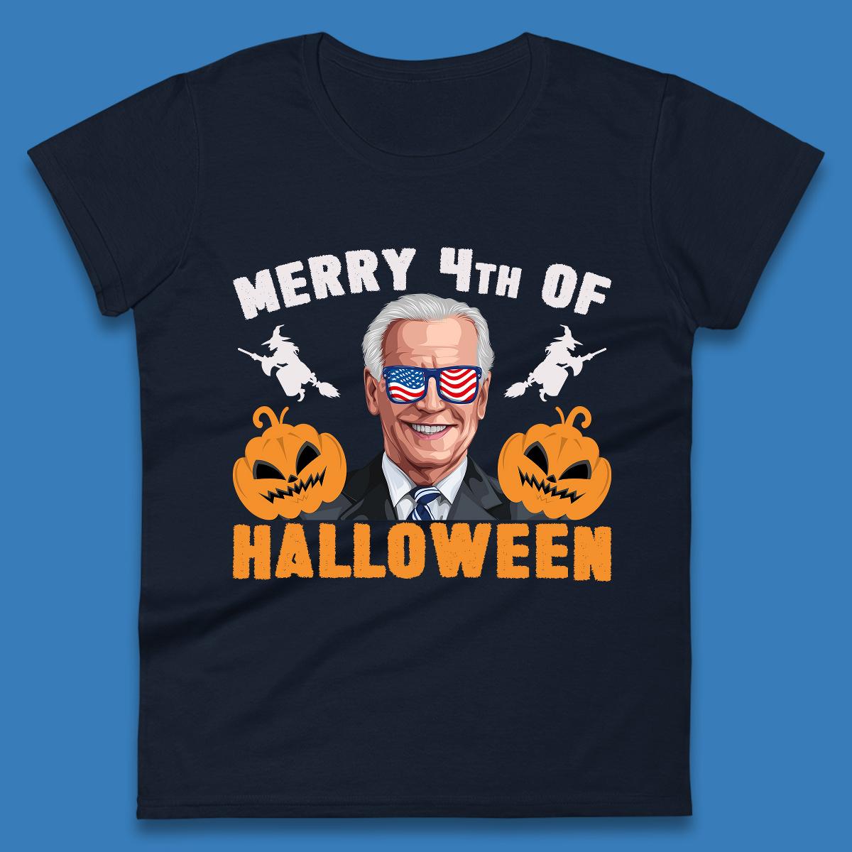 Merry 4th Of Halloween Funny Confused Joe Biden 4th Of July Womens Tee Top