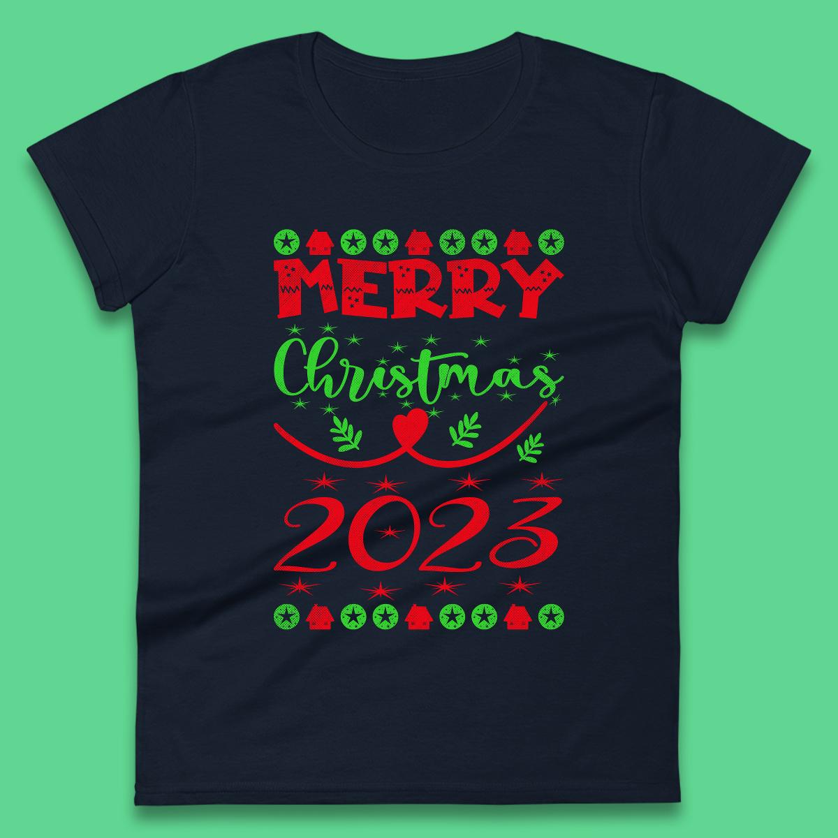 Merry Christmas 2023 Winter Holiday Xmas Festive Celebration Womens Tee Top