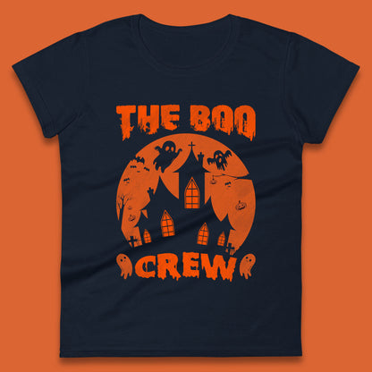 The Boo Crew Halloween Boo Squad Matching Costume Haunted House Horror Boo Ghost Womens Tee Top
