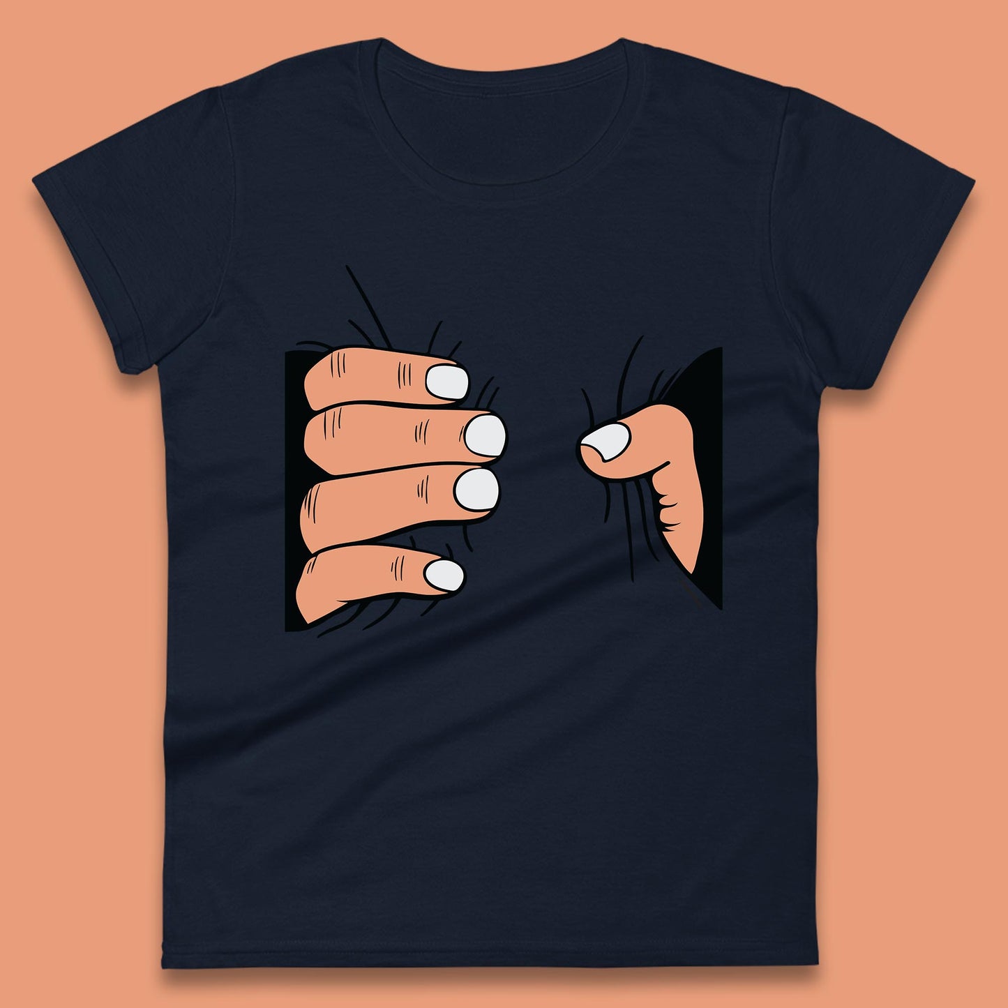 Crushing Handshake Big Hand Squeezing Funny Hand Grabbing Photographic Womens Tee Top