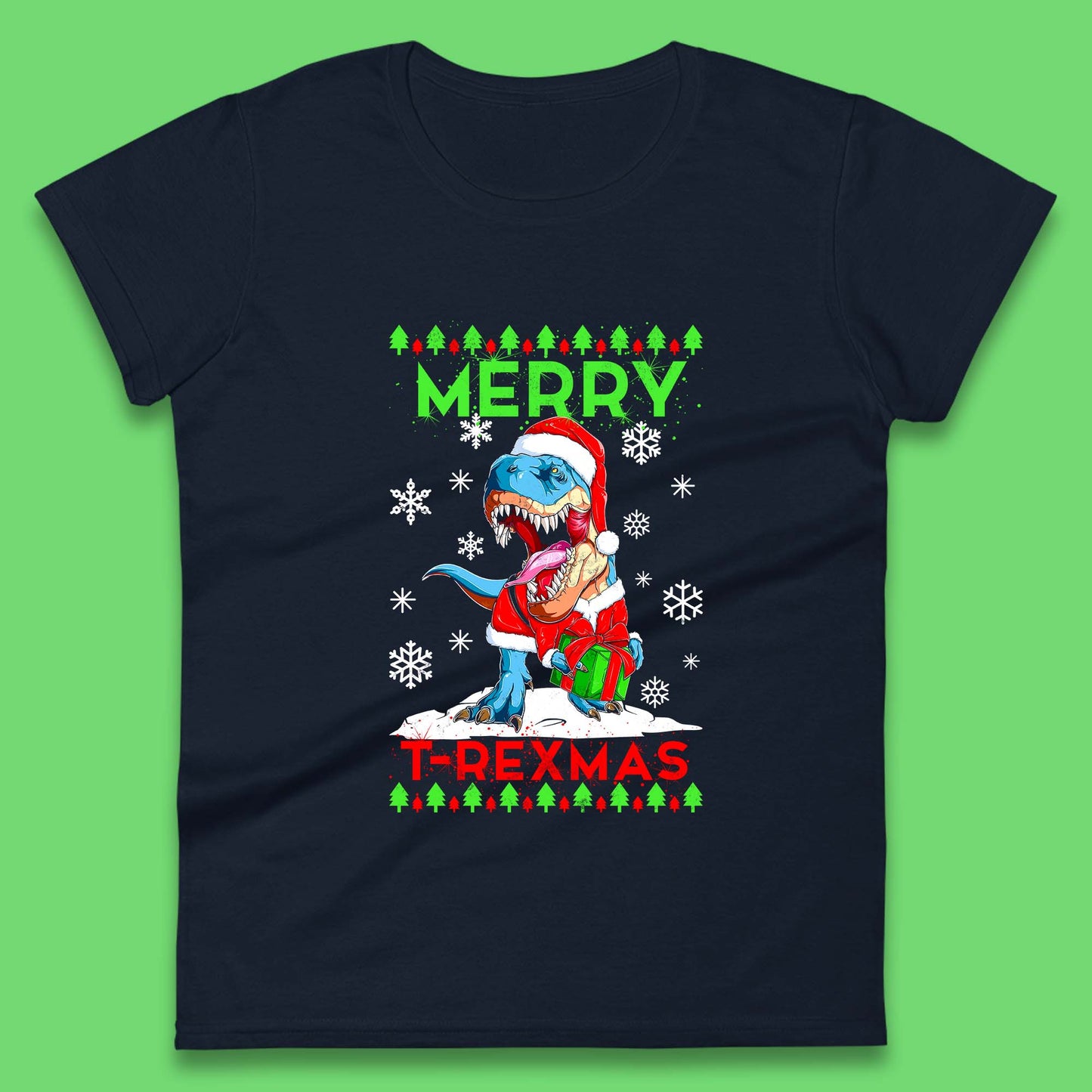 merry t rexmas christmas dinosaur womens t shirt