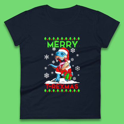 merry t rexmas christmas dinosaur womens t shirt