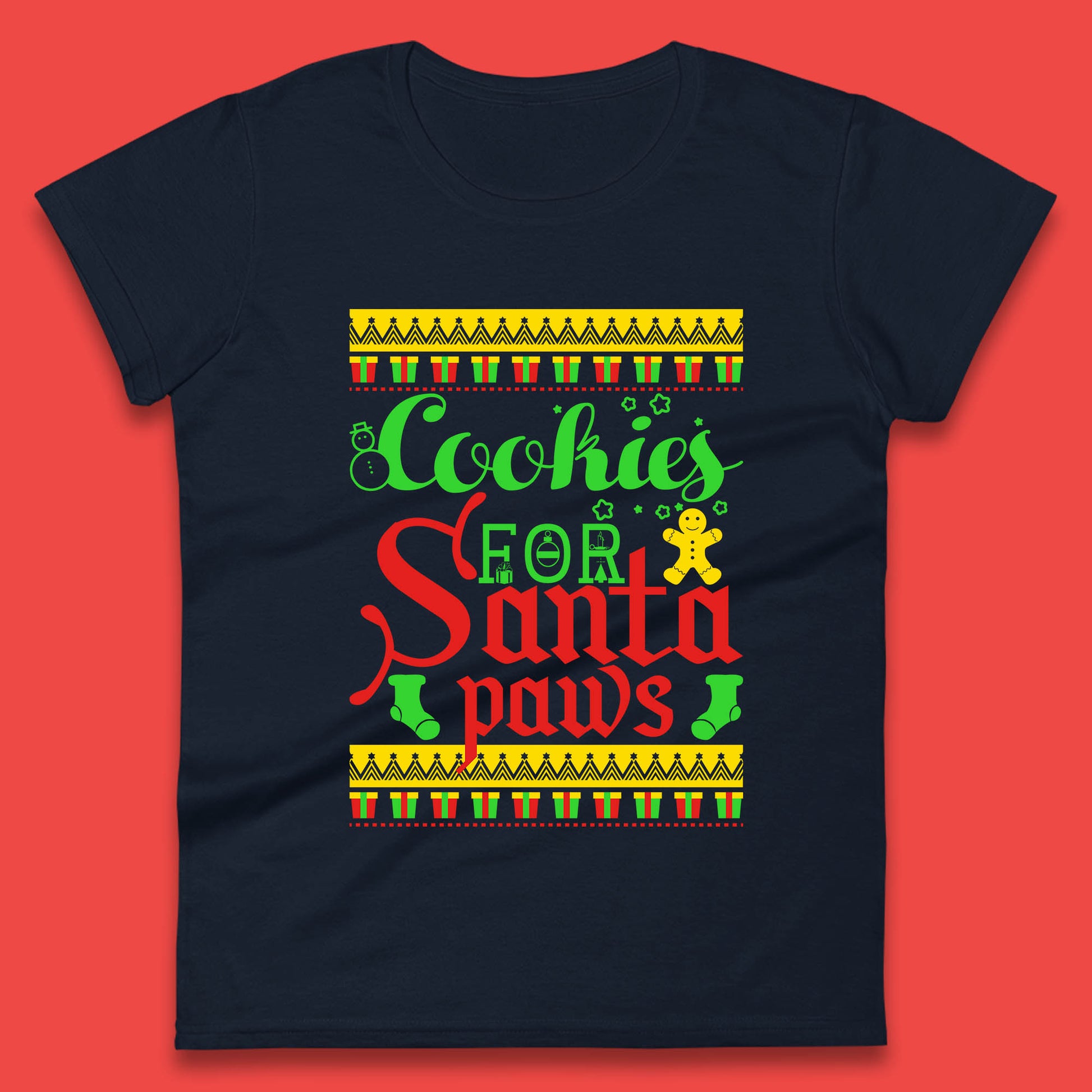 christmas cookies for santa paws womens t shirt