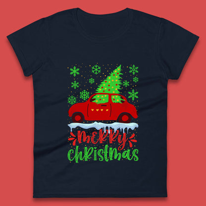 merry christmas red car t shirt