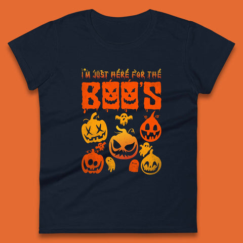 I'm Just Here For The Boos Halloween Funny Pumpkin Ghost Boos Jack-o-lantern Womens Tee Top