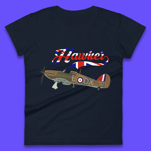 Hawker Hurricane United Kingdom Vintage WWII RAF Fighter Jet British Aircraft Royal Air Force Remembrance Day Womens Tee Top