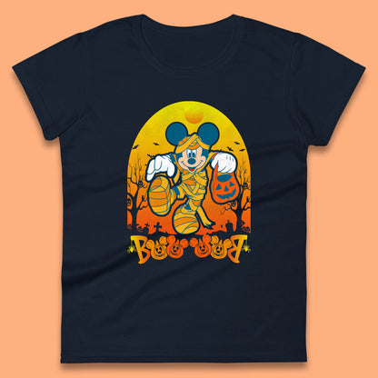 Disney Halloween Boo Mummy Mickey Mouse Horror Scary Disneyland Trip Womens Tee Top