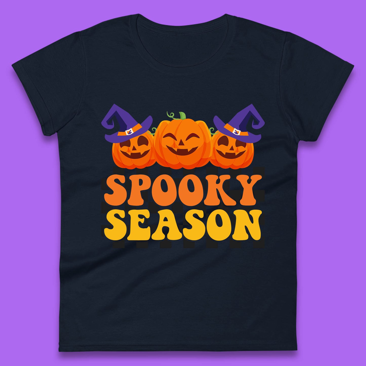 Spooky Season Halloween Jack-O-Lantern Pumpkins Spooky Vibes Womens Tee Top