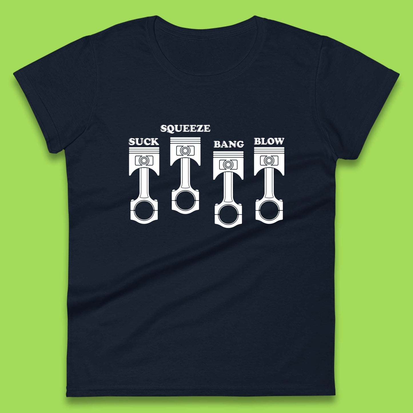 Suck Squeeze Band Blow Funny Car Lovers Joke Racers Riders Drifting Race Womens Tee Top