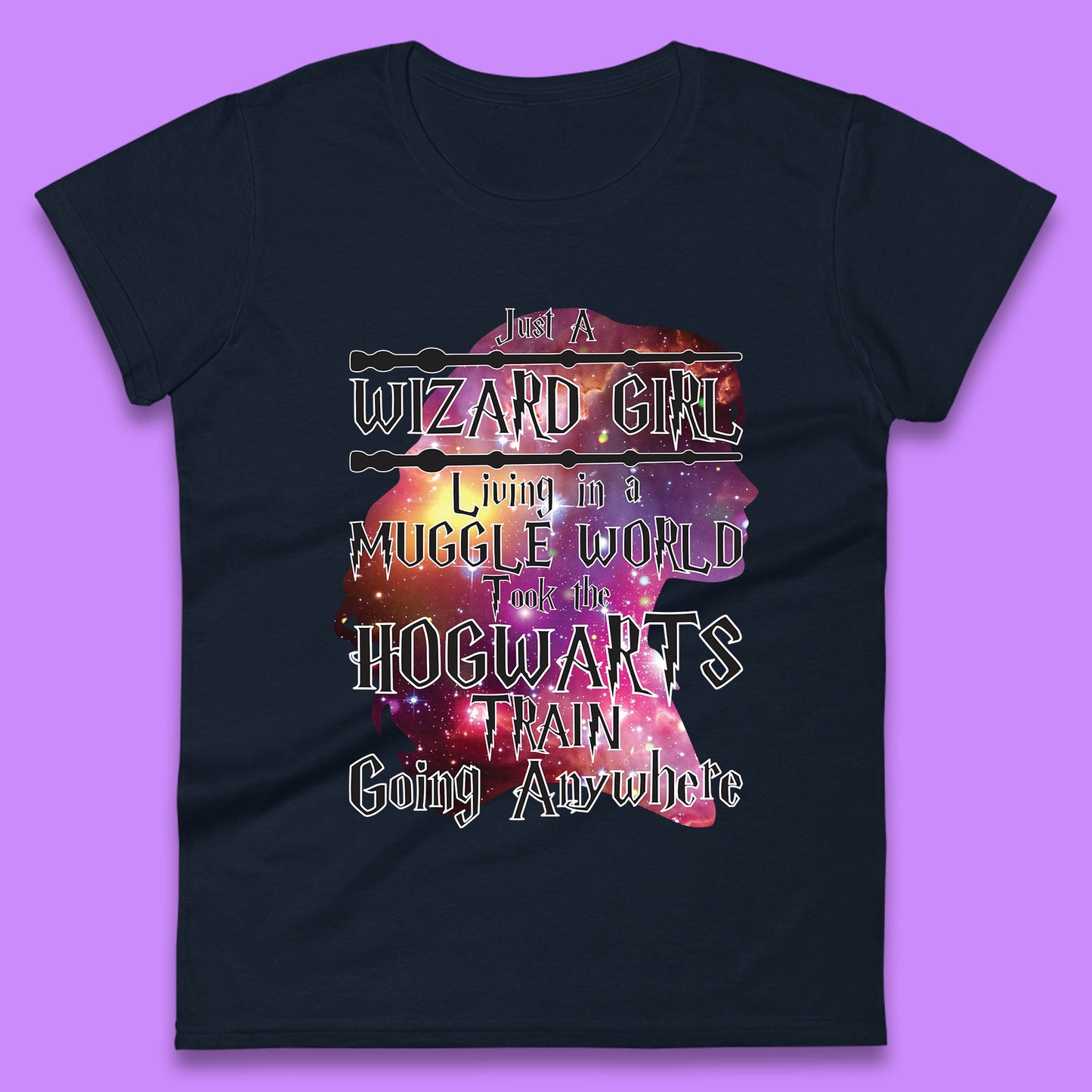 Harry Potter Just A Wizard Girl Living In A Muggle World Took The Hogwarts Train Going Anywhere Womens Tee Top
