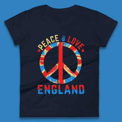 Peace Love England Peace Sign United Kingdom British England Vacation Trip Womens Tee Top
