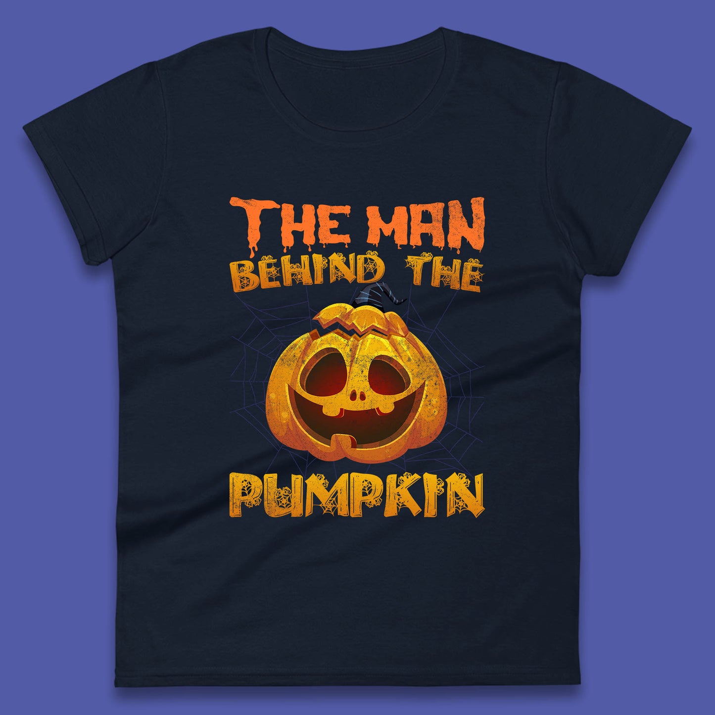 The Man Behind The Pumpkin Halloween Pregnancy Baby Announcement New Dad Gift Womens Tee Top