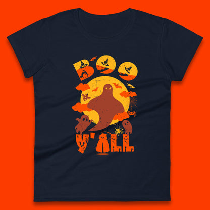 Halloween Boo Y'all Hey Boo Funny Spooky Halloween Party Womens Tee Top