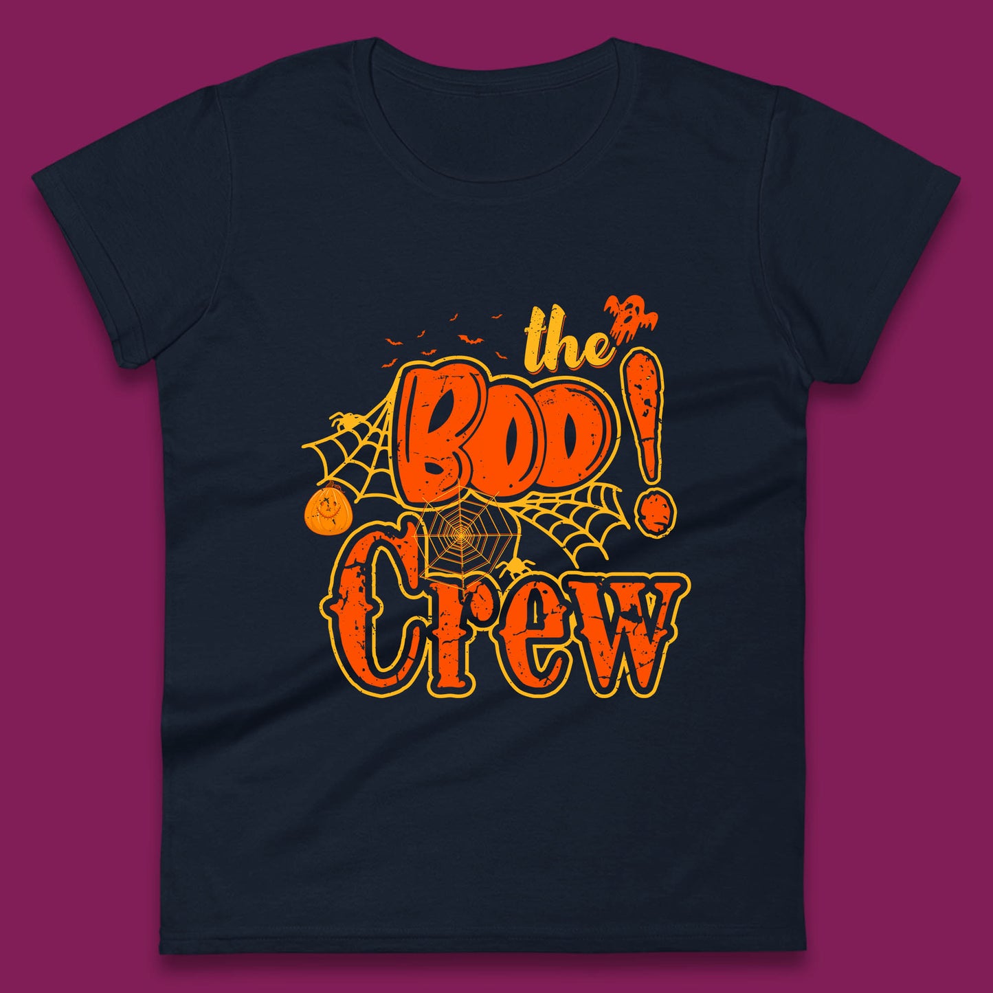 The Boo Crew Halloween Boo Squad Horror Scary Spokky Matching Costume Womens Tee Top