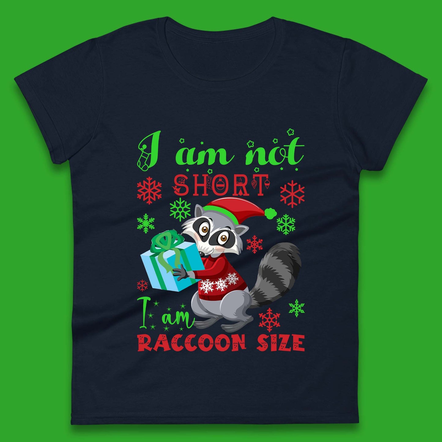 Raccoon Christmas Womens T-Shirt